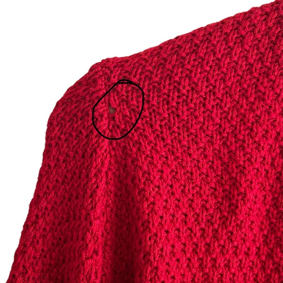 Talbots Knit Wool Blend Sweater Cardigan Medium Red Open Front Long Sleeve - Picture 3 of 15